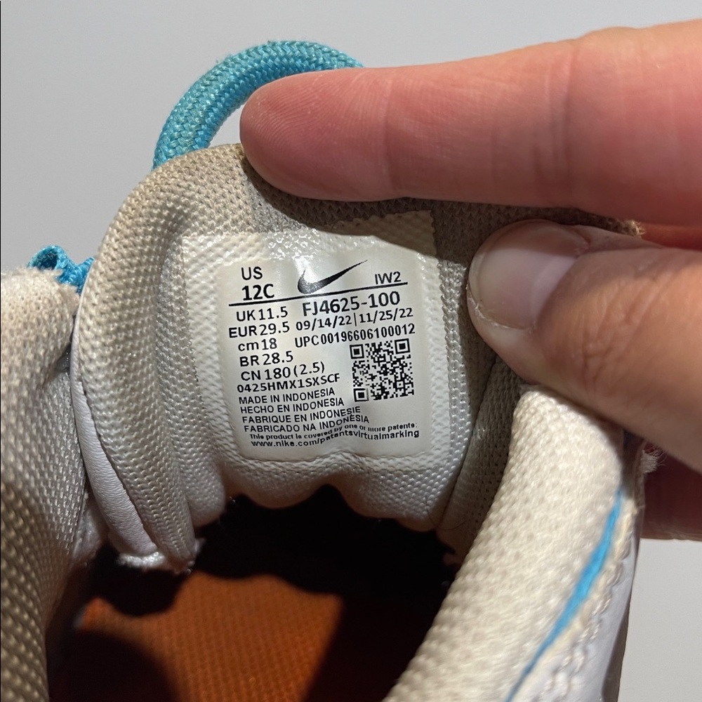 Nike Air More Uptempo BP White/Baltic Blue-Opti Yellow Toddler Size 12C Sneakers - Picture 9 of 10